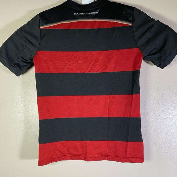 Germany Adidas Away Jersey 2014 World Cup Red Black Stripes Soccer Youth Large - Picture 8 of 12
